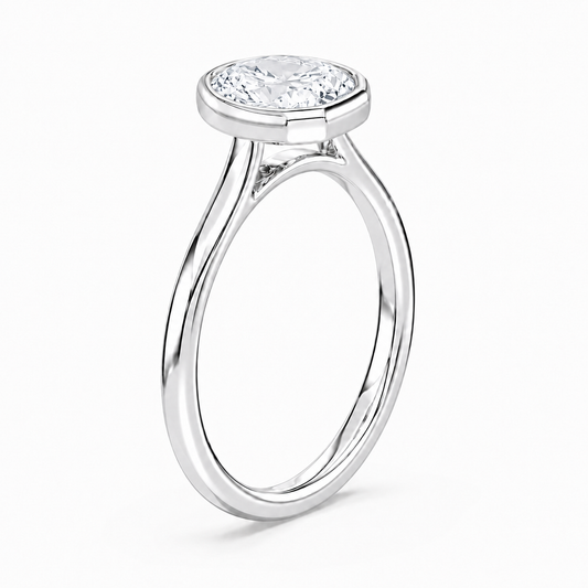 14K Bezel Set Round Solitaire Size 7.
