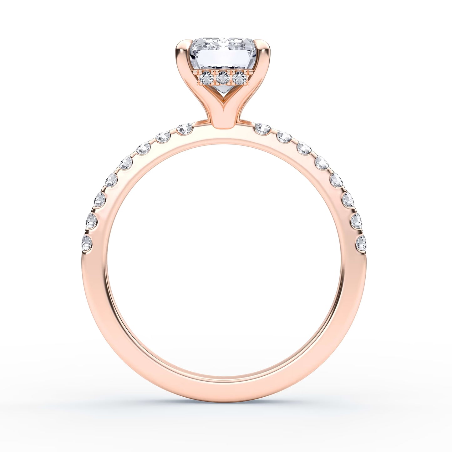 14K Emerald Solitaire — Hidden Halo Pave, Size 6.5 — alternate product view 9