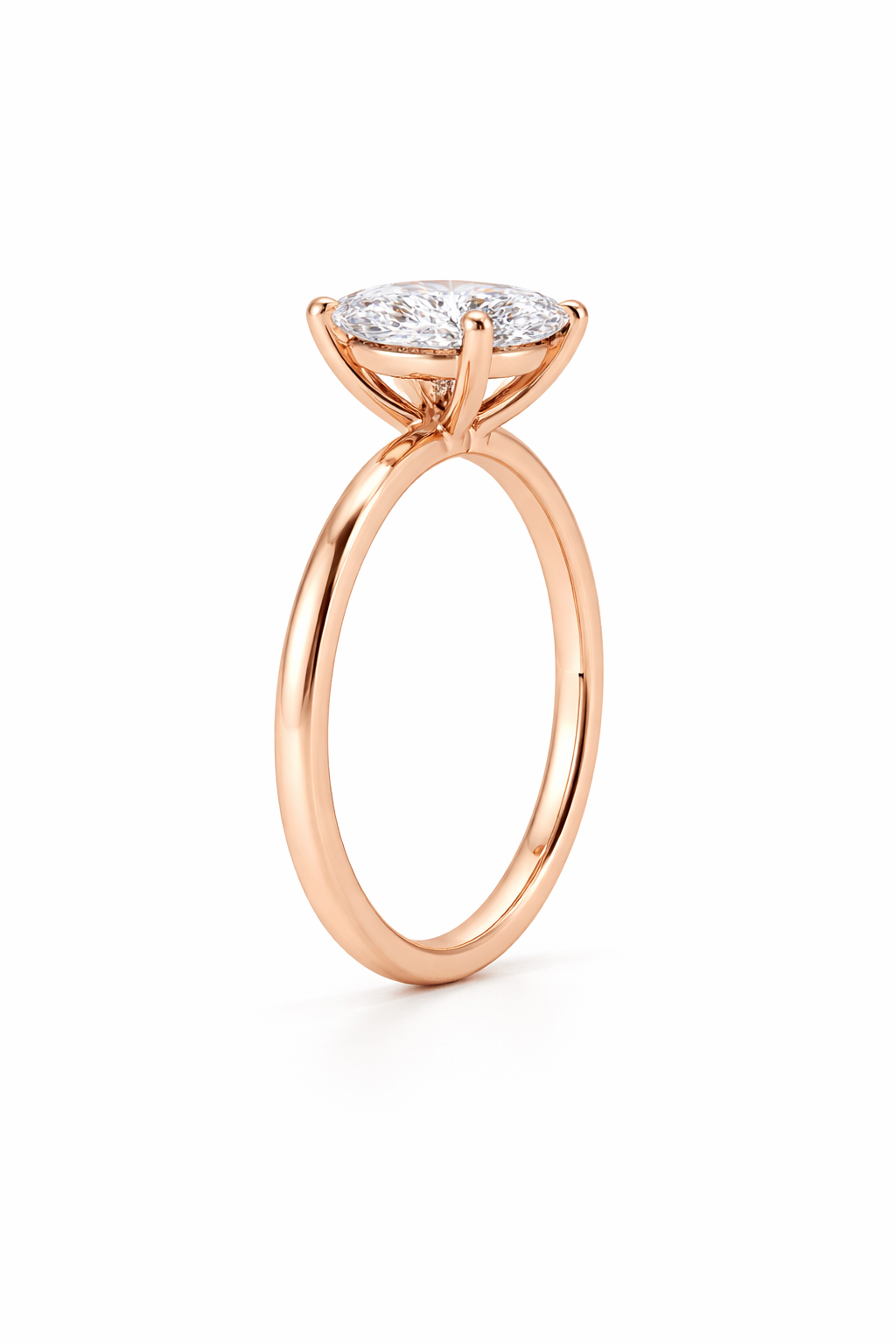 14K Flat Edge Marquise Solitaire Size 6.5