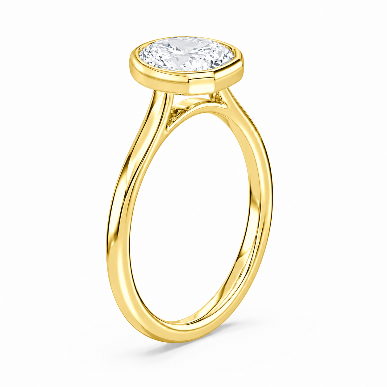 14K Bezel Set Round Solitaire Size 7.