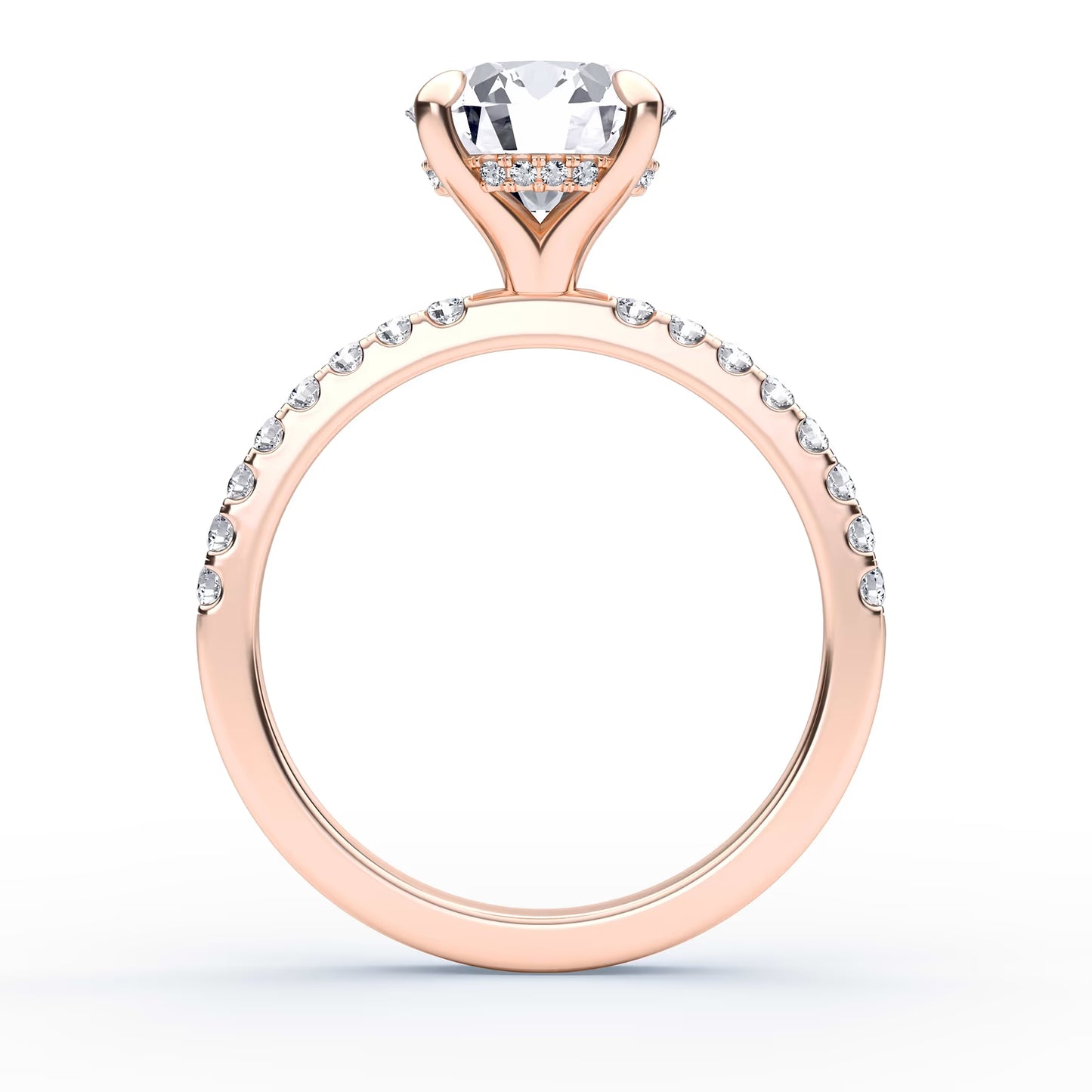 14K Round Solitaire — Hidden Halo Pave, Size 6.5 — alternate product view 12