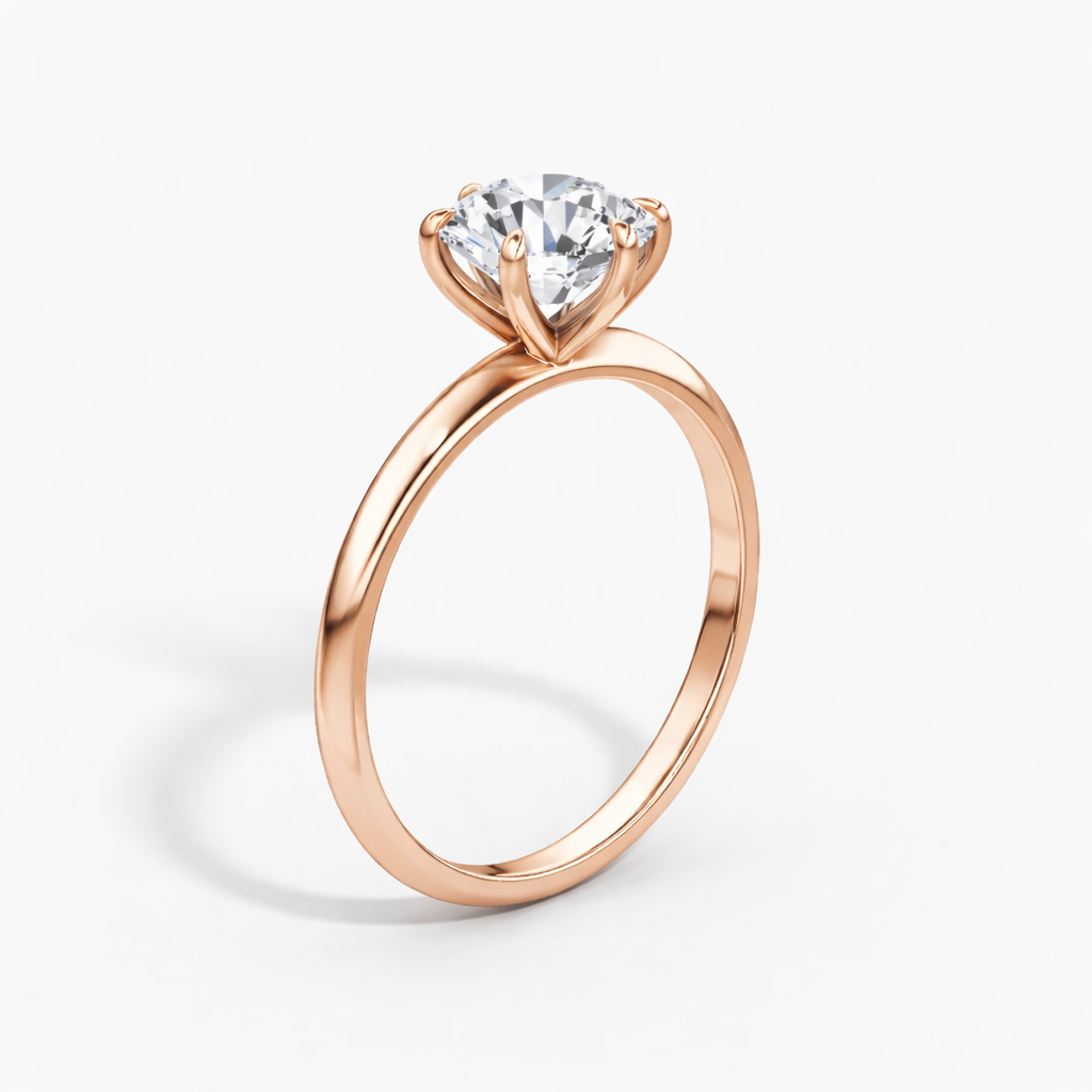 14K 6 Prong Round Solitaire Size 6.