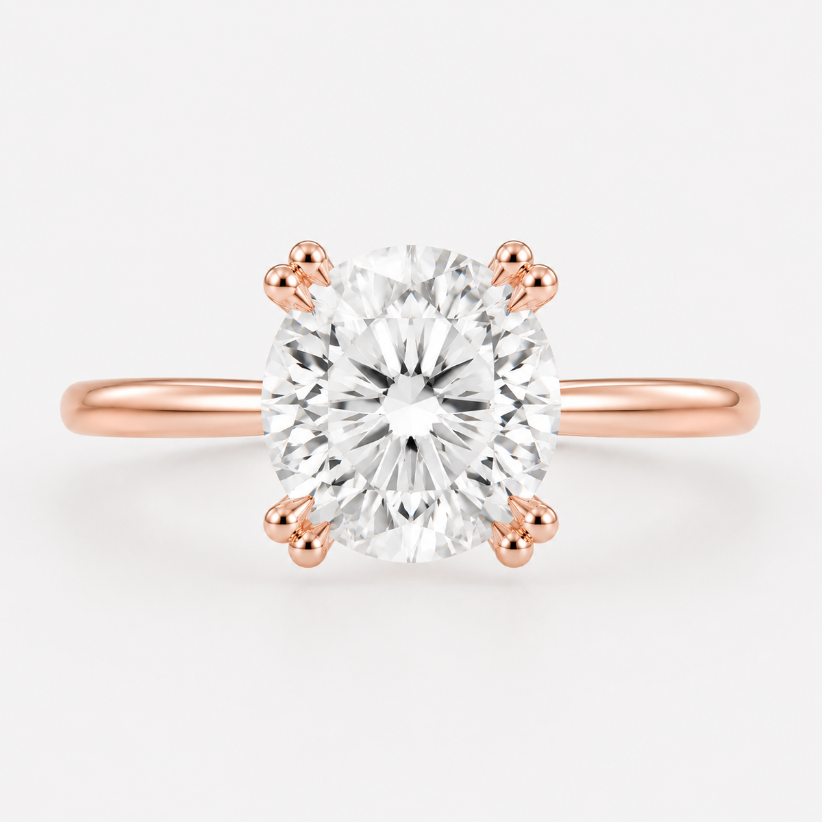 14K Round Solitaire — Tulip (Size 7)