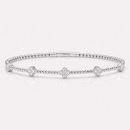14K Clover Illusion Flexible Bangle — 14K gold mounting