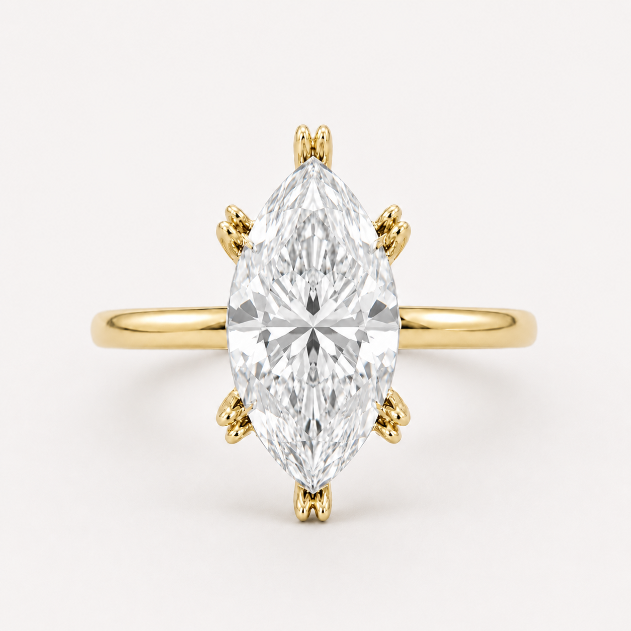 14K 6-Prong Marquise Solitaire — Double Prong Cathedral, Size 6.5 — alternate product view 4