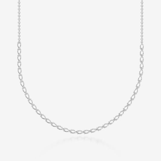 14K Pear Tennis Necklace — 14K gold mounting
