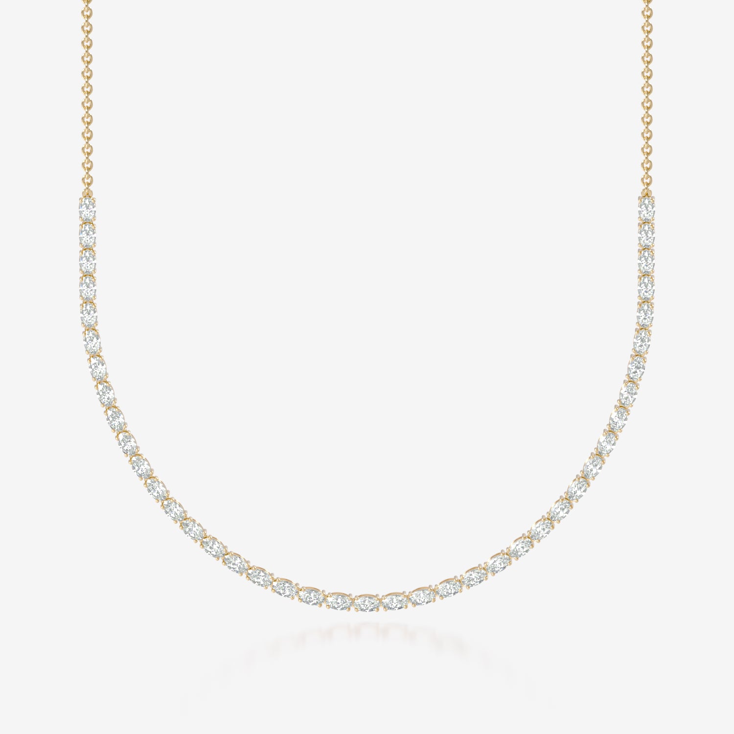 14K Halfway Oval Tennis Necklace — alternate product view 5