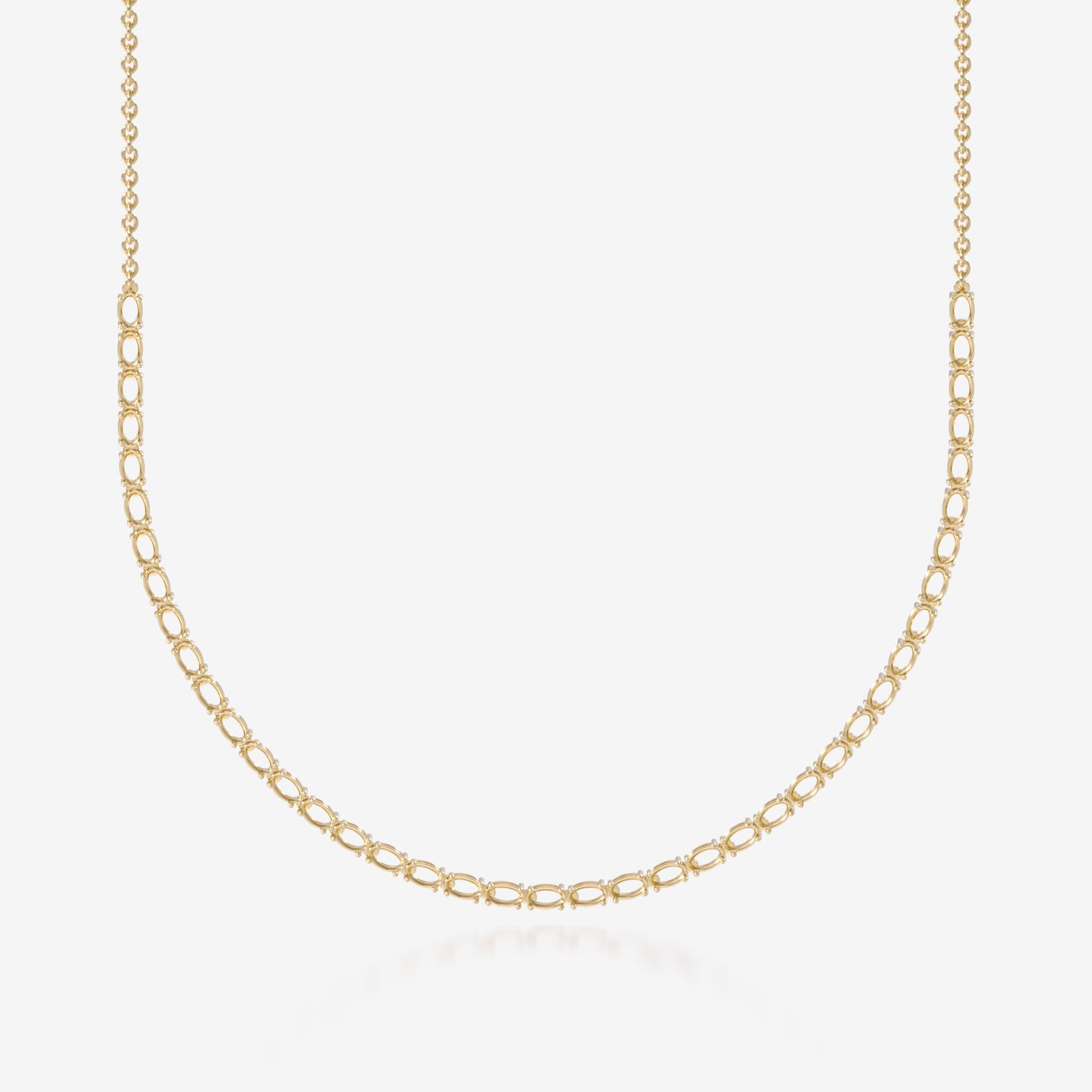 14K Oval Tennis Necklace
