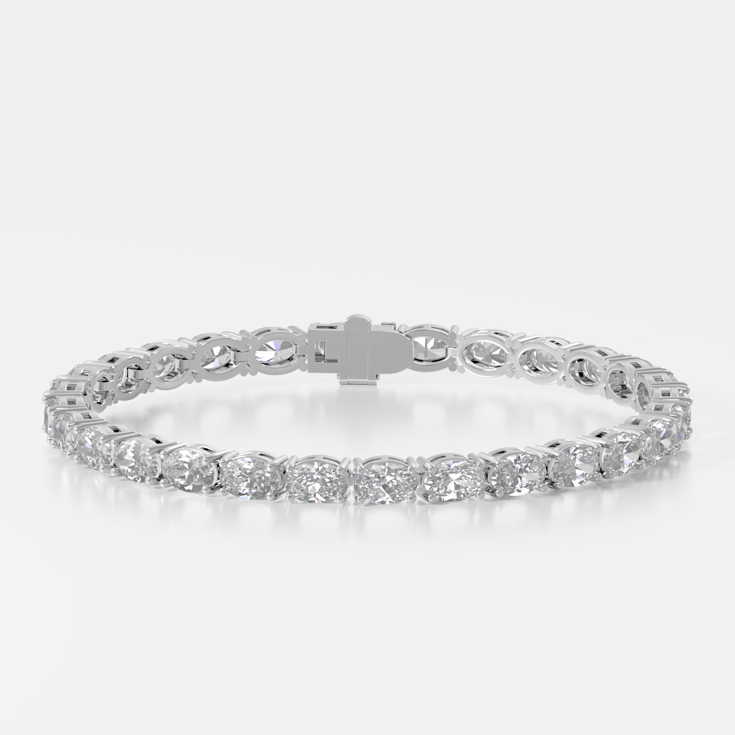 14K E/W Oval Tennis Bracelet — 14K gold mounting