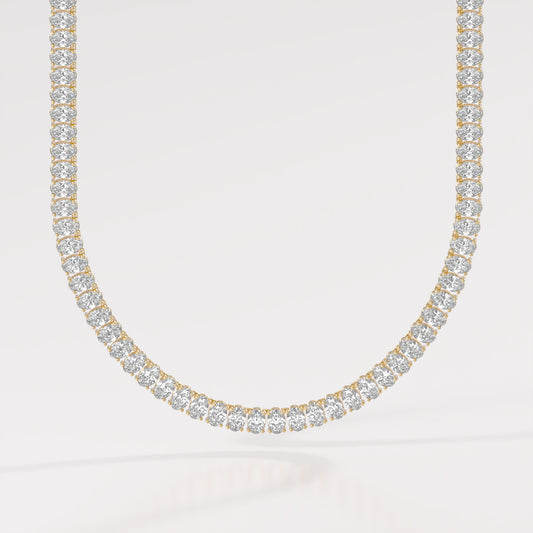 14K Classic Oval Tennis Necklace — 14K gold mounting