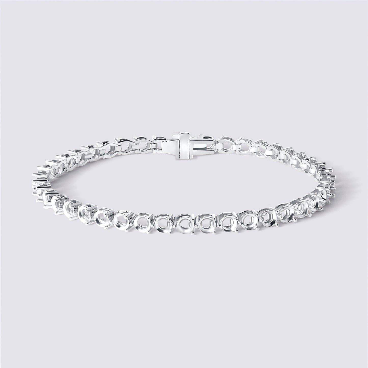14K 3 Prong Tennis Bracelet — 14K gold mounting