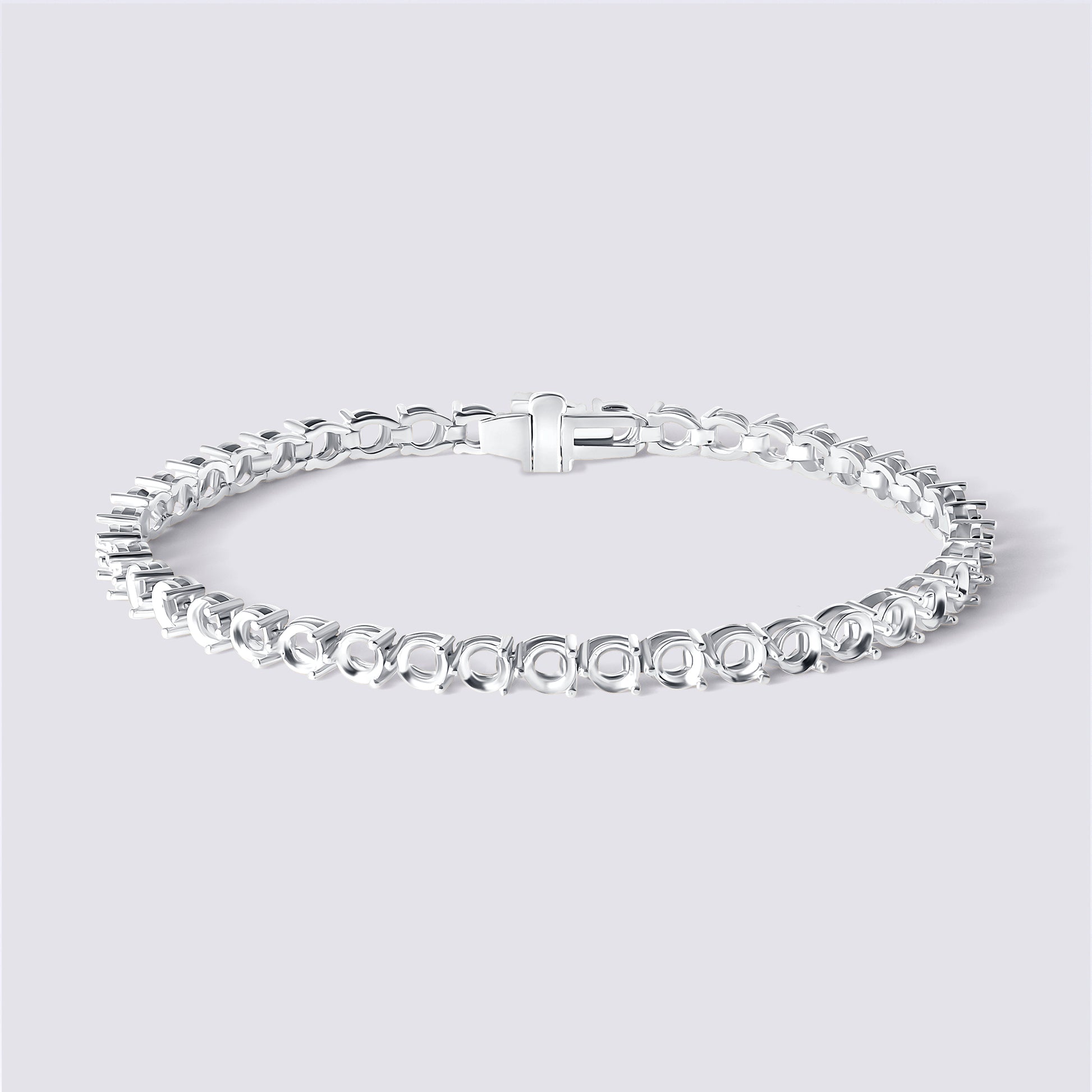 14K 3 Prong Tennis Bracelet — 14K gold mounting
