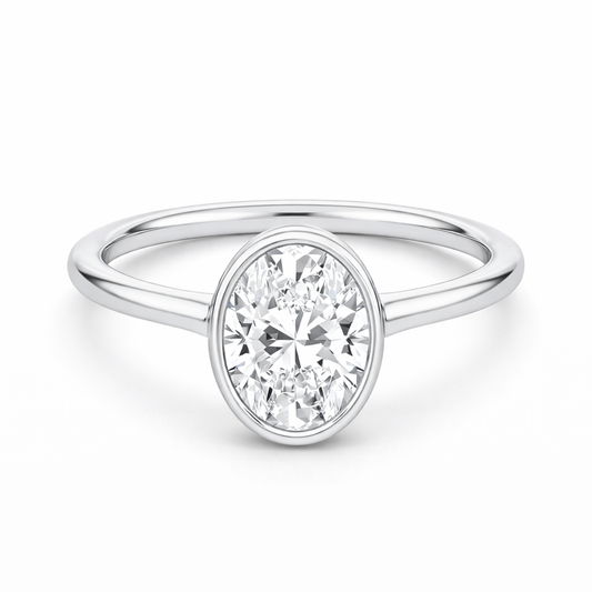 14K Bezel Set Oval Solitaire Size 7.