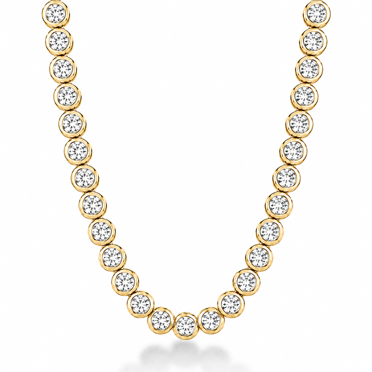14K Bezel Tennis Necklace