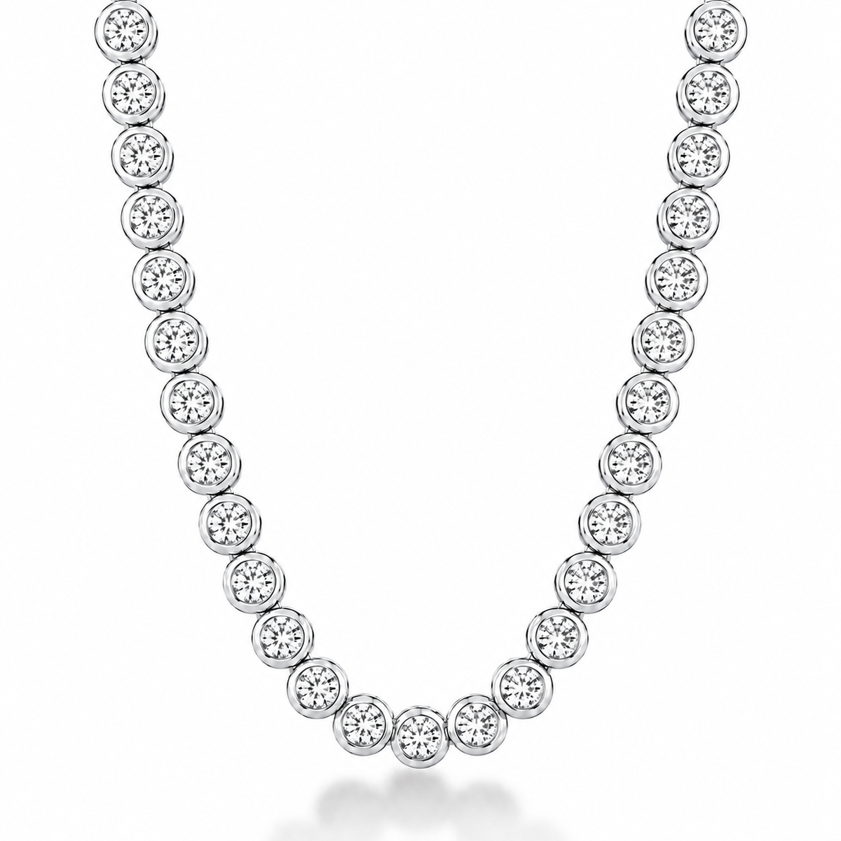 14K Bezel Tennis Necklace