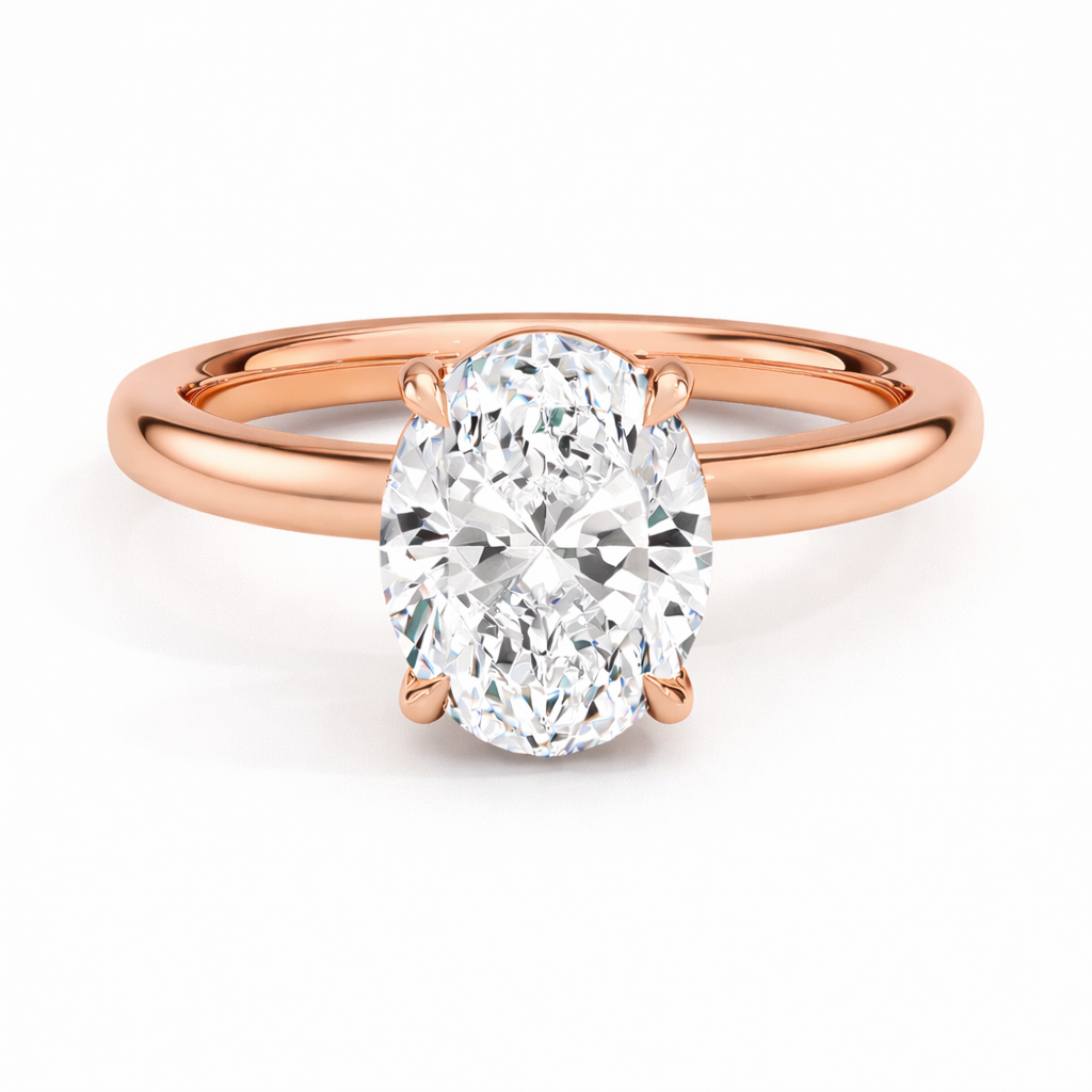 14K Cathedral Oval Solitaire Size 6.5