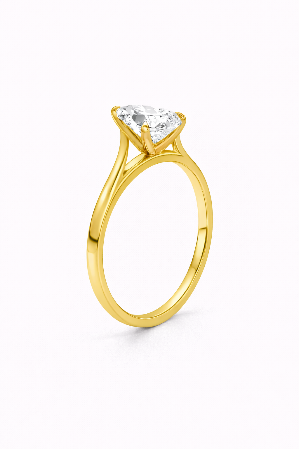 14K Cathedral Flat Edge Pear Solitaire Size 6.5
