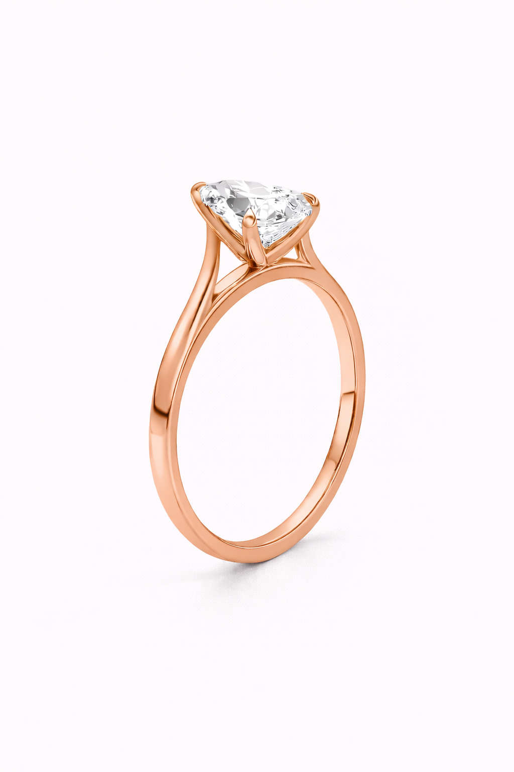 14K Cathedral Flat Edge Pear Solitaire Size 6.5