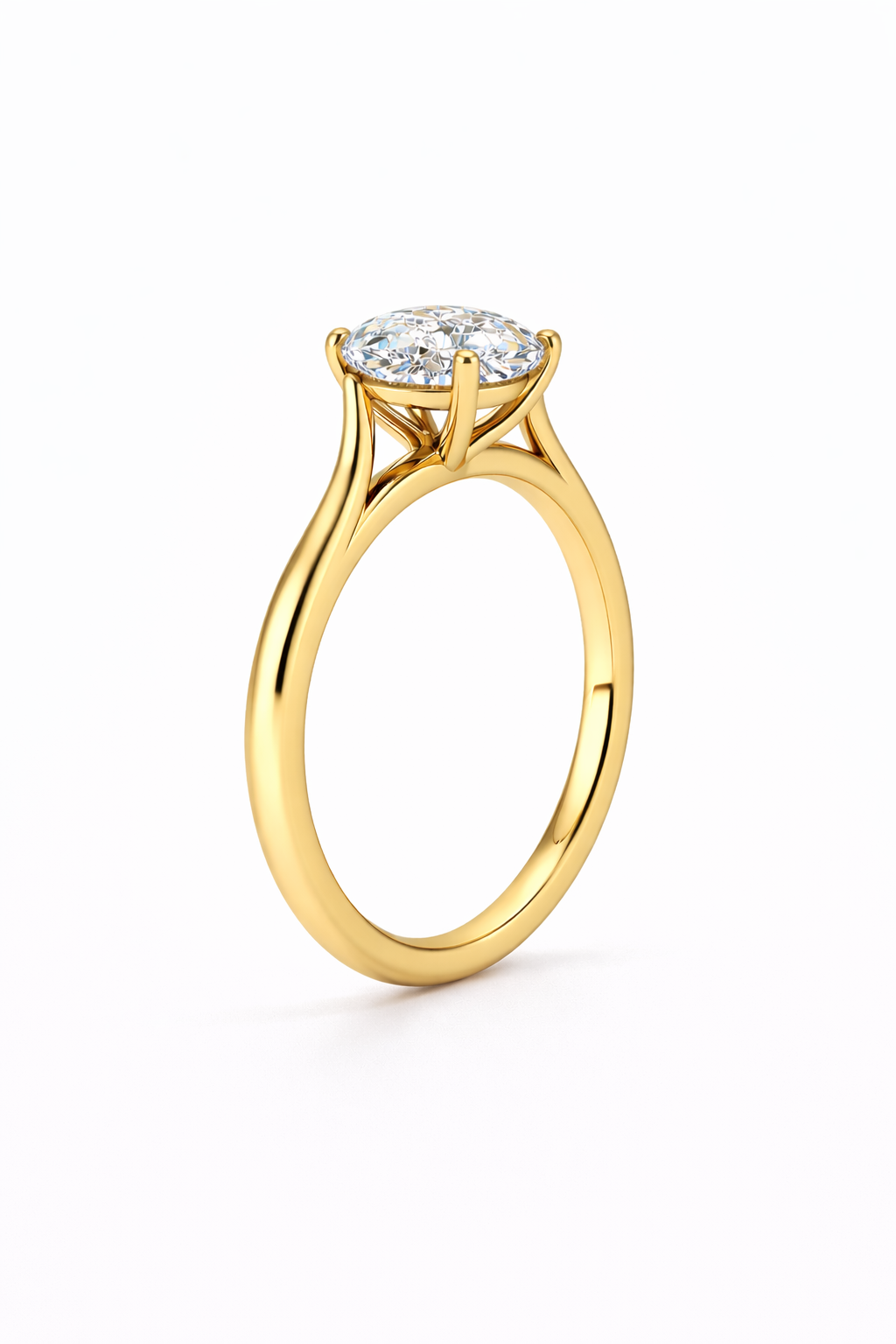 14K Cathedral Round Solitaire Size 7.