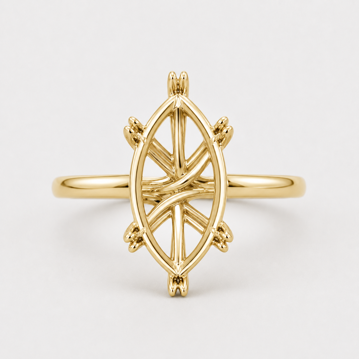 14K Marquise Solitaire — Double Prong Cathedral, Size 6.5 — alternate product view 3