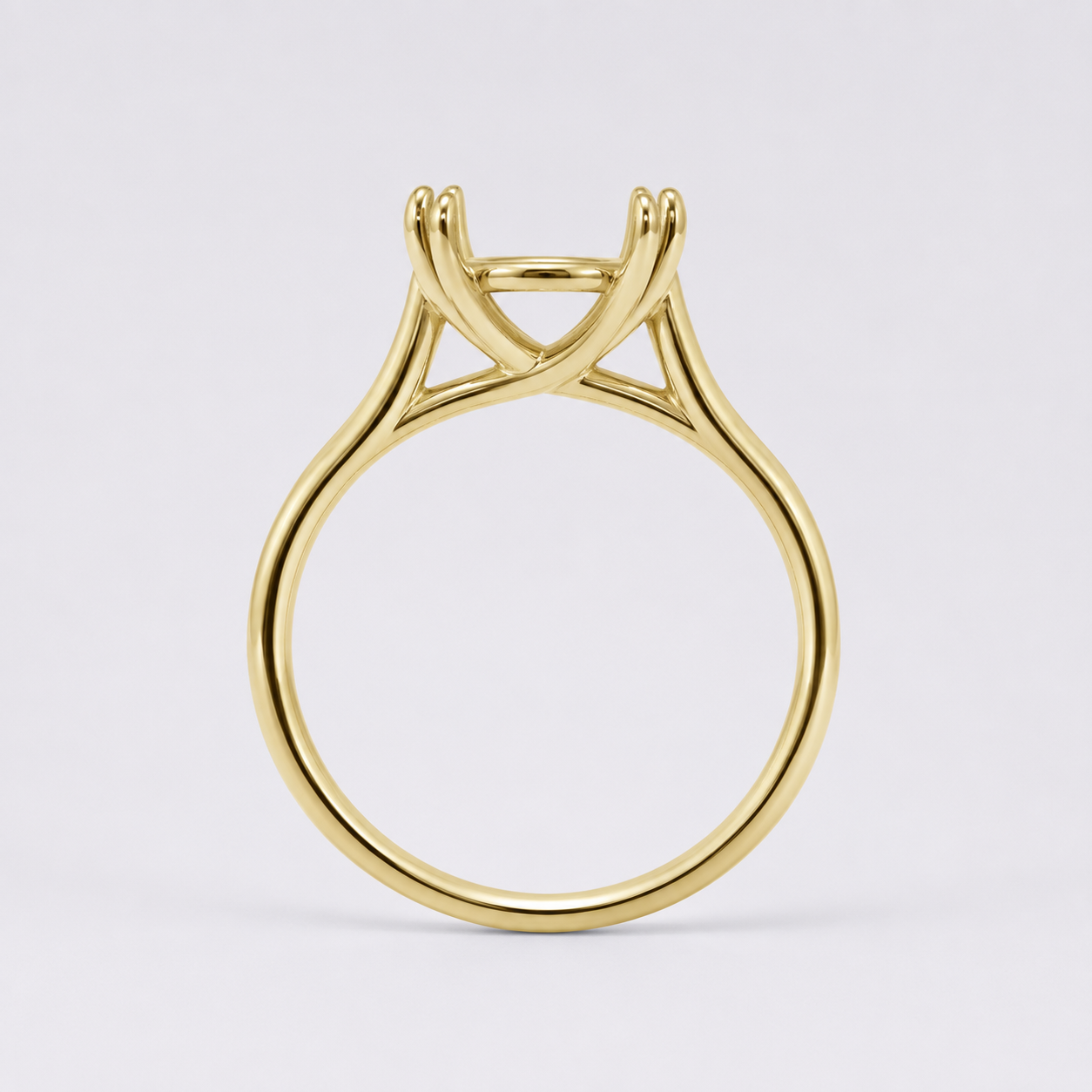 14K Round Solitaire — Double Prong Cathedral, Size 6.5 — alternate product view 4