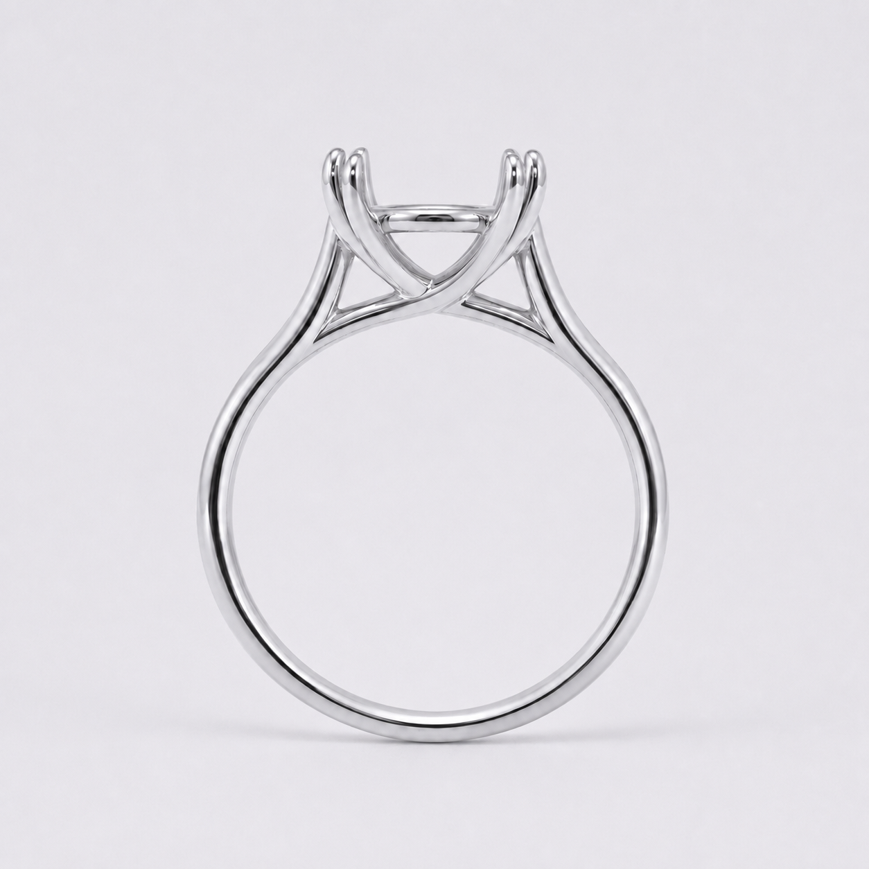 14K Round Solitaire — Double Prong Cathedral, Size 6.5 — alternate product view 2