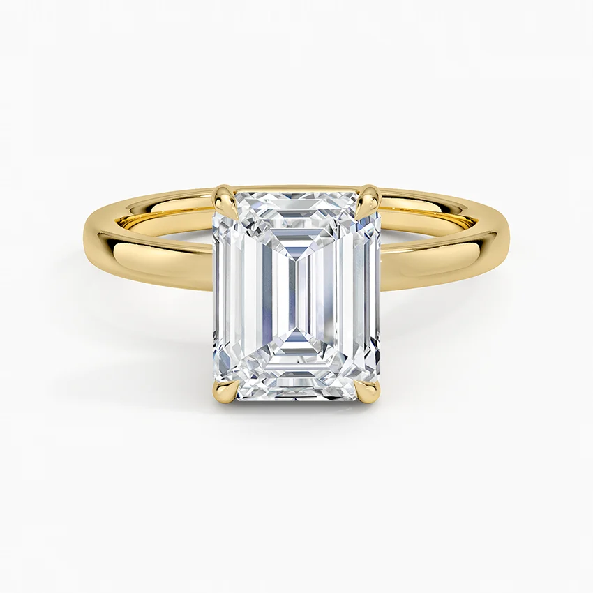 14K Emerald Solitaire — Flat Band, Size 6.5 — alternate product view 3