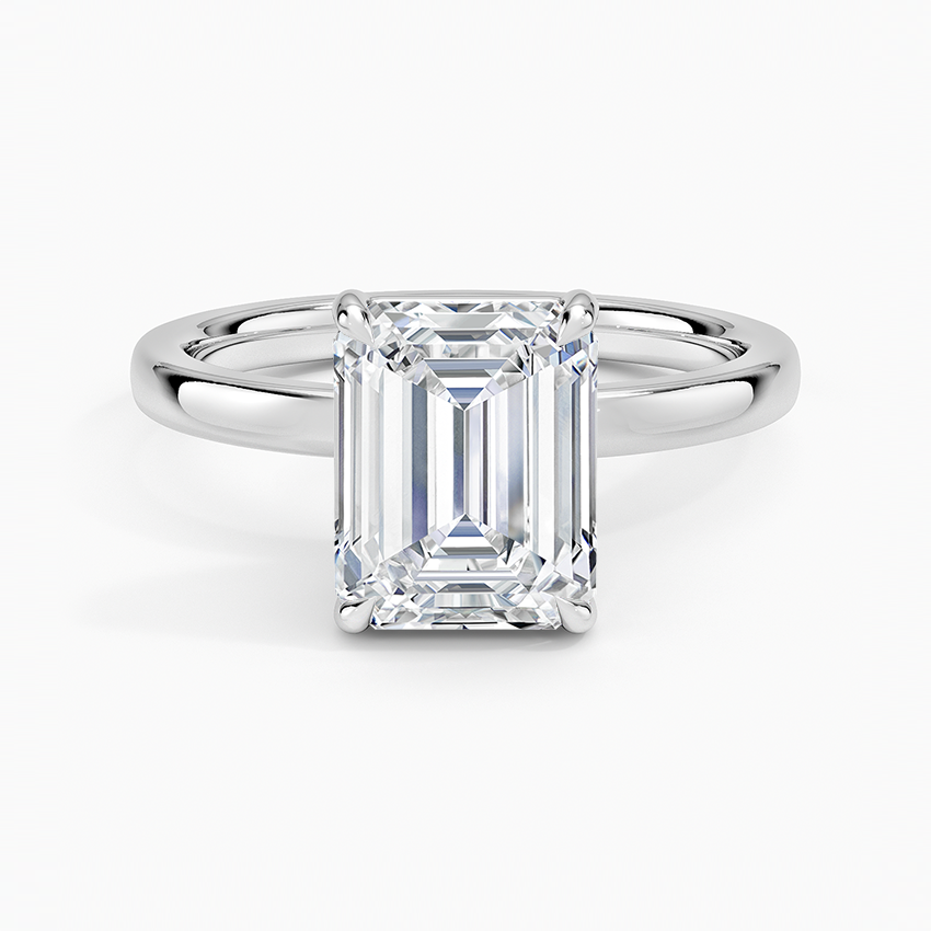14K Emerald Solitaire — Flat Band, Size 6.5 — 14K gold mounting