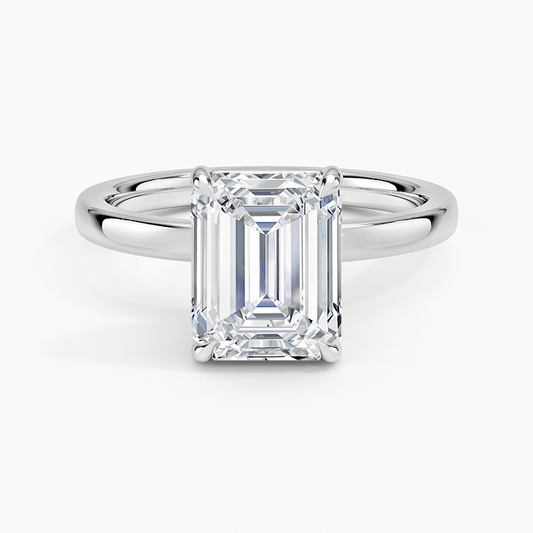 14K Emerald Solitaire — Flat Band, Size 6.5 — 14K gold mounting