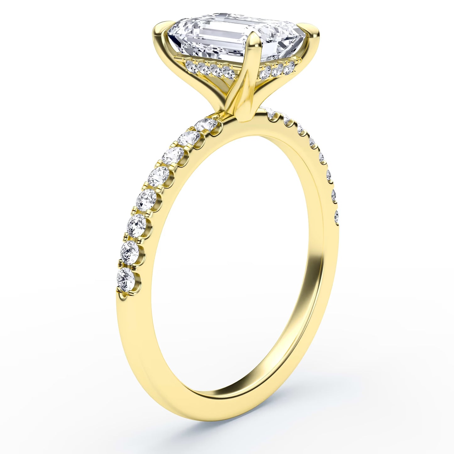 14K Emerald Solitaire — Hidden Halo Pave, Size 6.5 — alternate product view 5