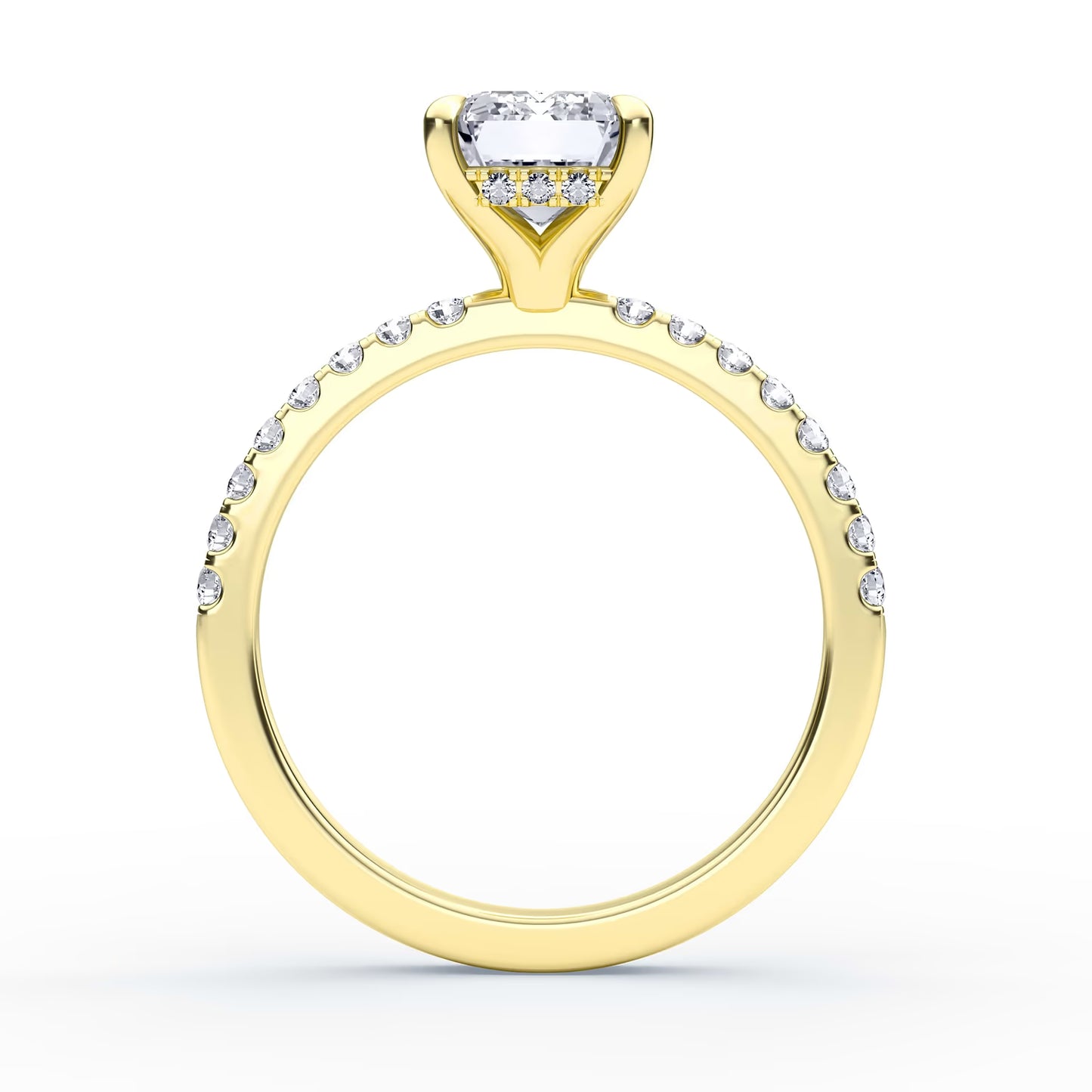 14K Emerald Solitaire — Hidden Halo Pave, Size 6.5 — alternate product view 6