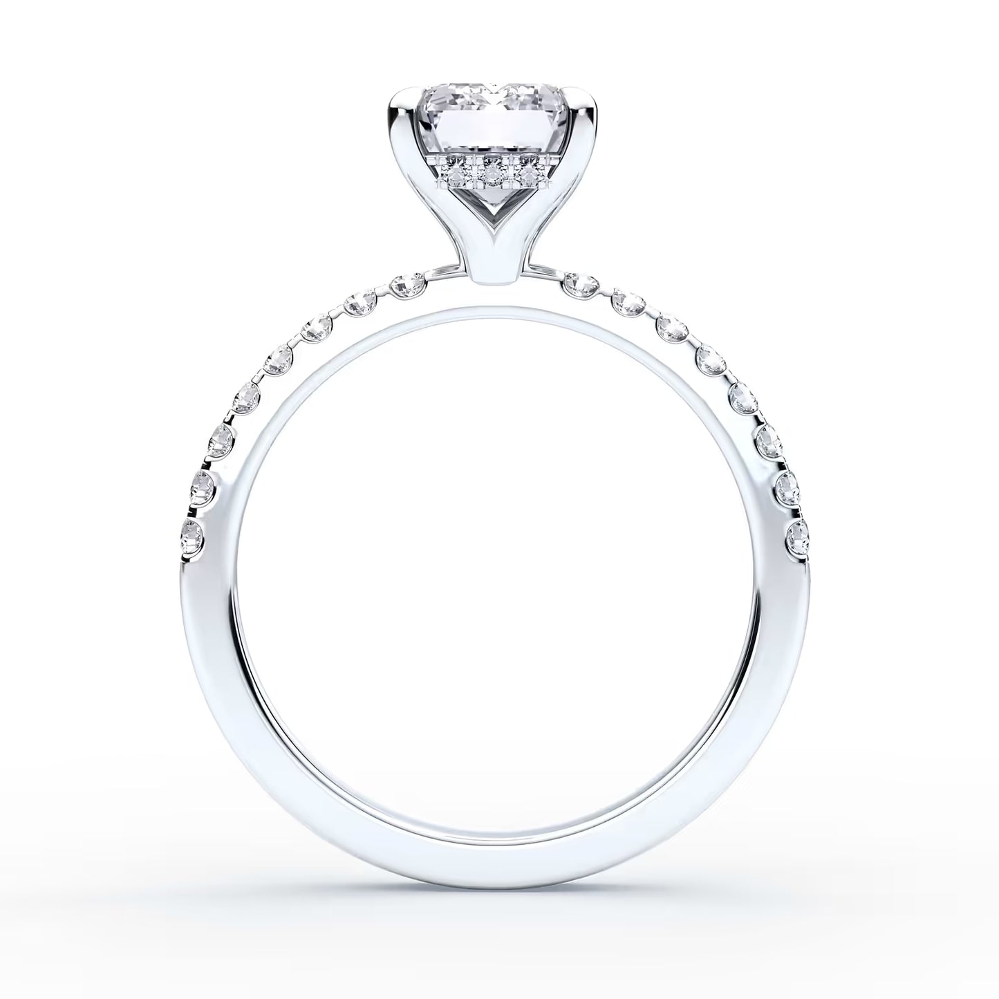 14K Emerald Solitaire — Hidden Halo Pave, Size 6.5 — alternate product view 3