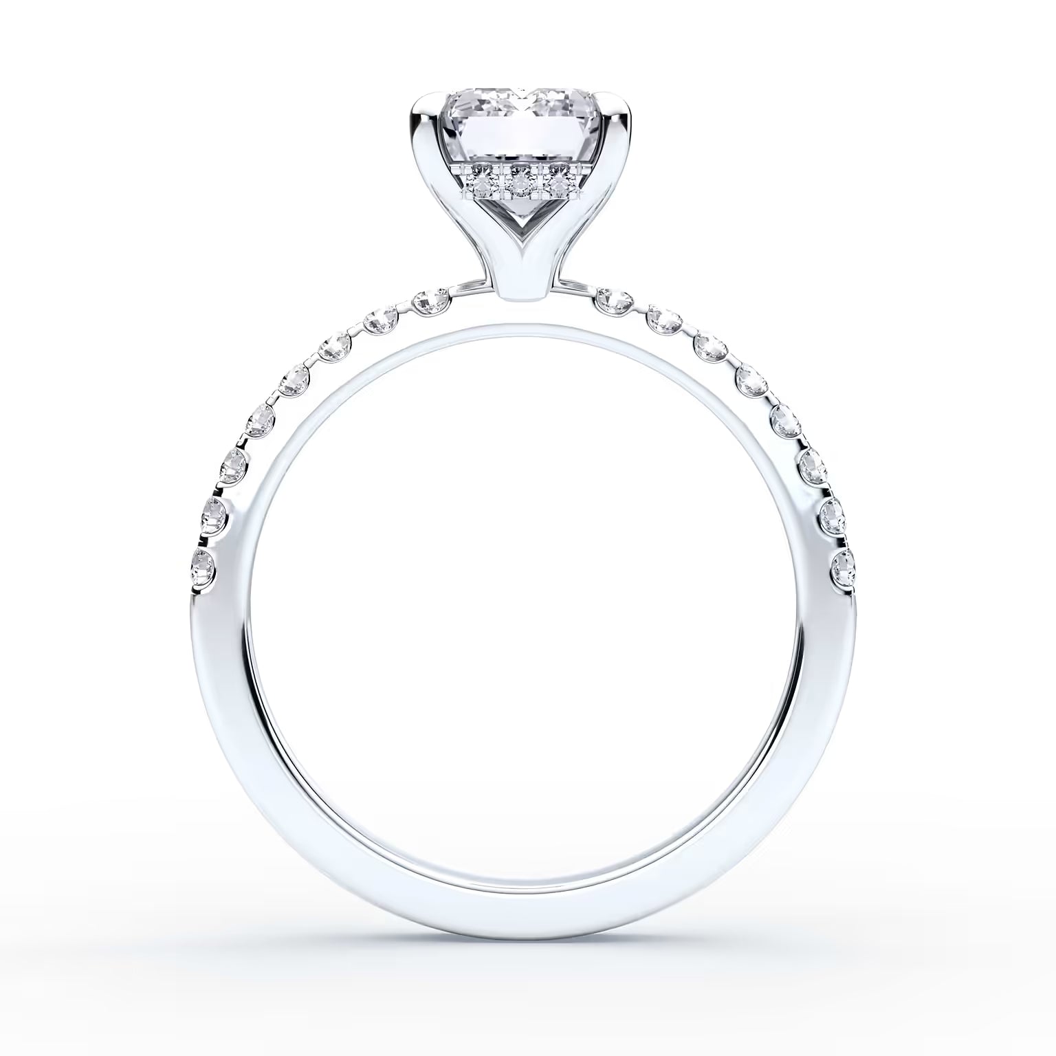 14K Emerald Solitaire — Hidden Halo Pave, Size 6.5 — alternate product view 3