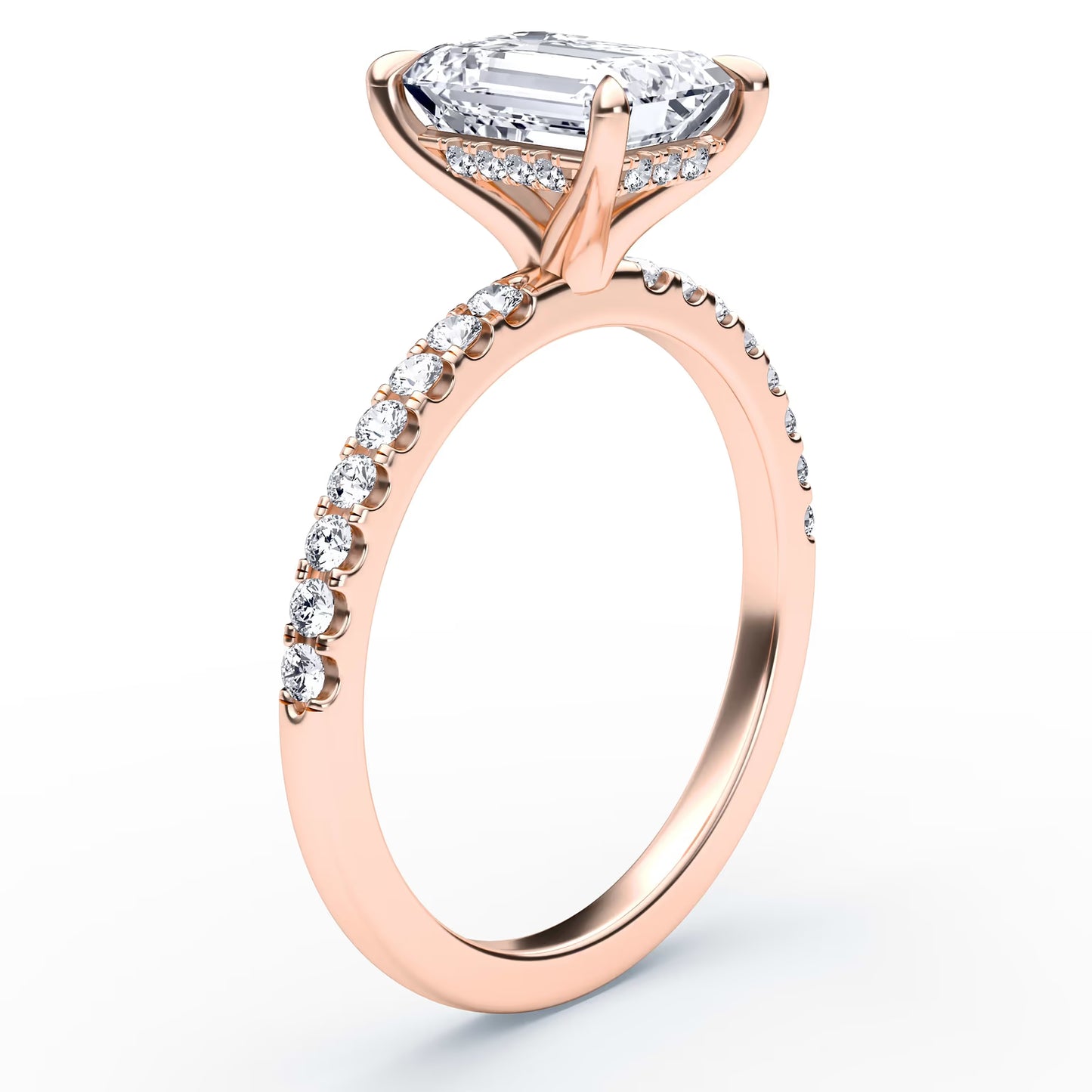 14K Emerald Solitaire — Hidden Halo Pave, Size 6.5 — alternate product view 8