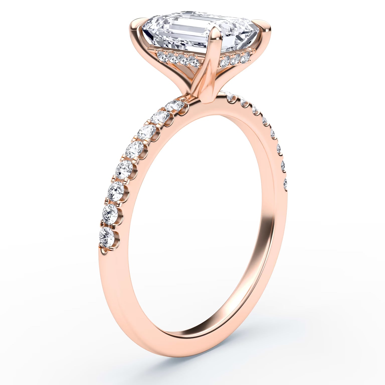 14K Emerald Solitaire — Hidden Halo Pave, Size 6.5 — alternate product view 8