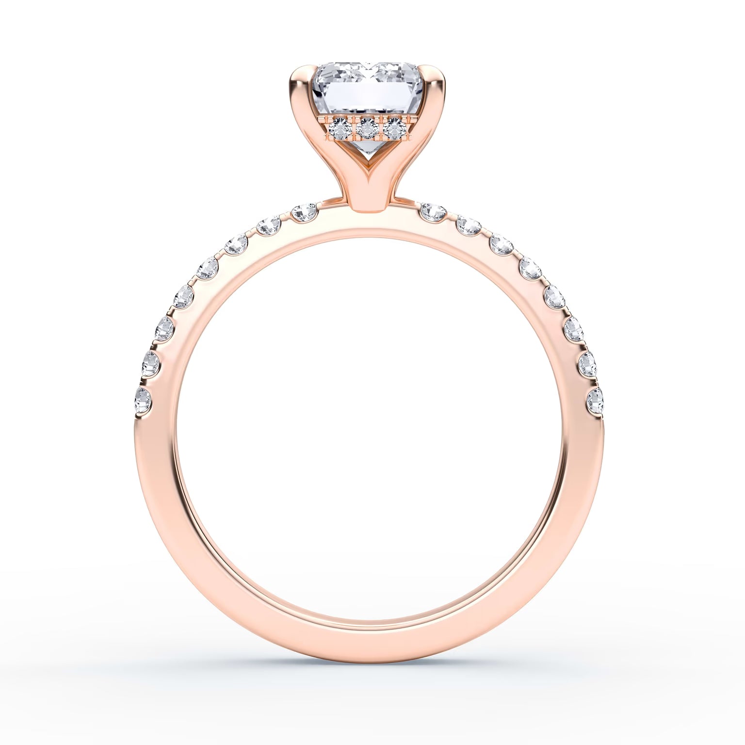 14K Emerald Solitaire — Hidden Halo Pave, Size 6.5 — alternate product view 9