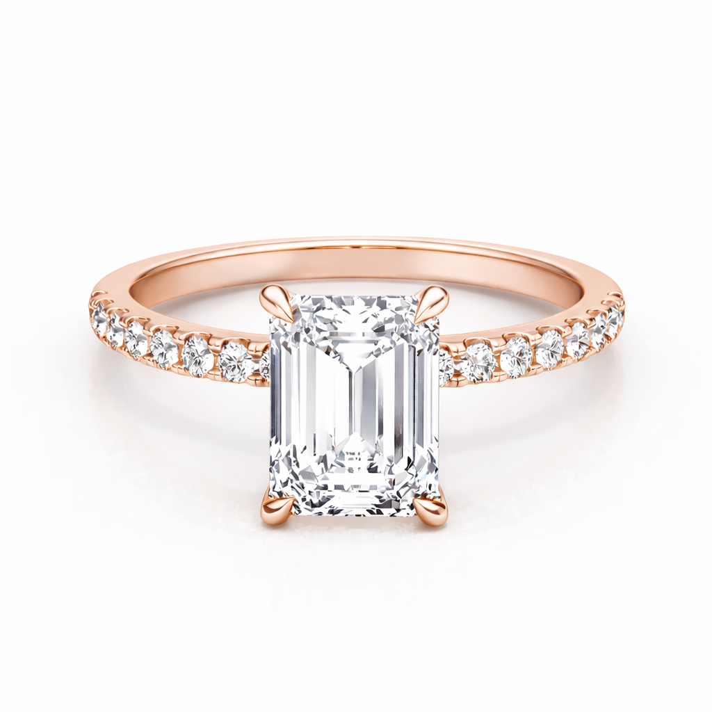 14K Emerald Solitaire — Hidden Halo Pave, Size 6.5 — alternate product view 7