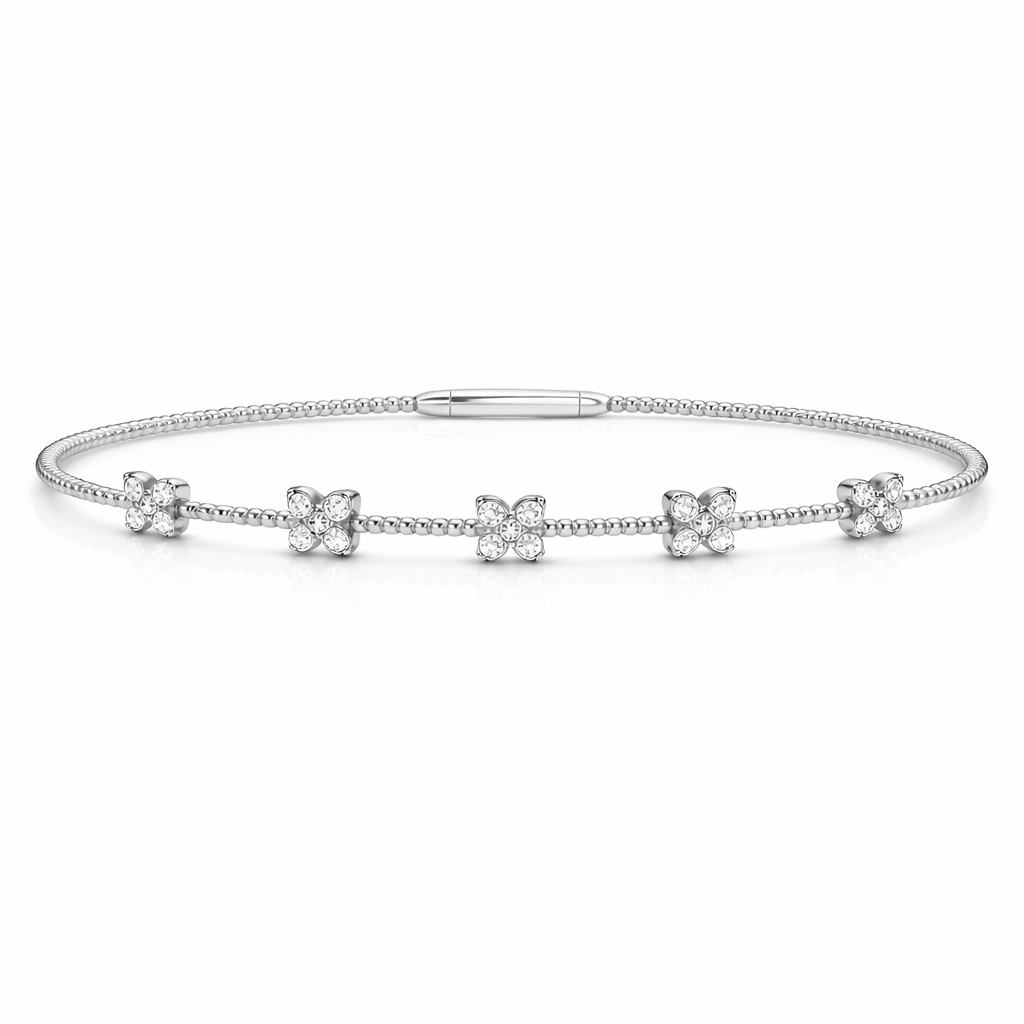 14K Five Butterfly Illusion Flexible Bangle — 14K gold mounting