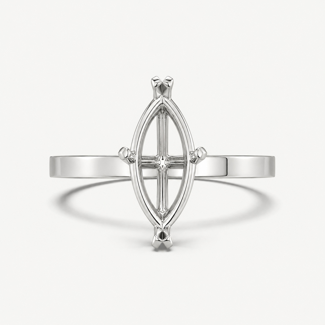 14K Marquise Solitaire Flat Edge Size — Flat Edge, Size 6.5 — 14K gold mounting