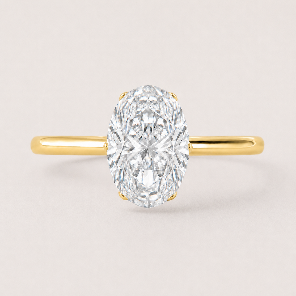 14K Oval Solitaire — 6 Prong Tulip (Made to Order), Size 6.5 — alternate product view 6