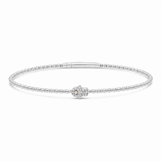 Ultra Light Hamsa Flex Bangle — 14K gold mounting