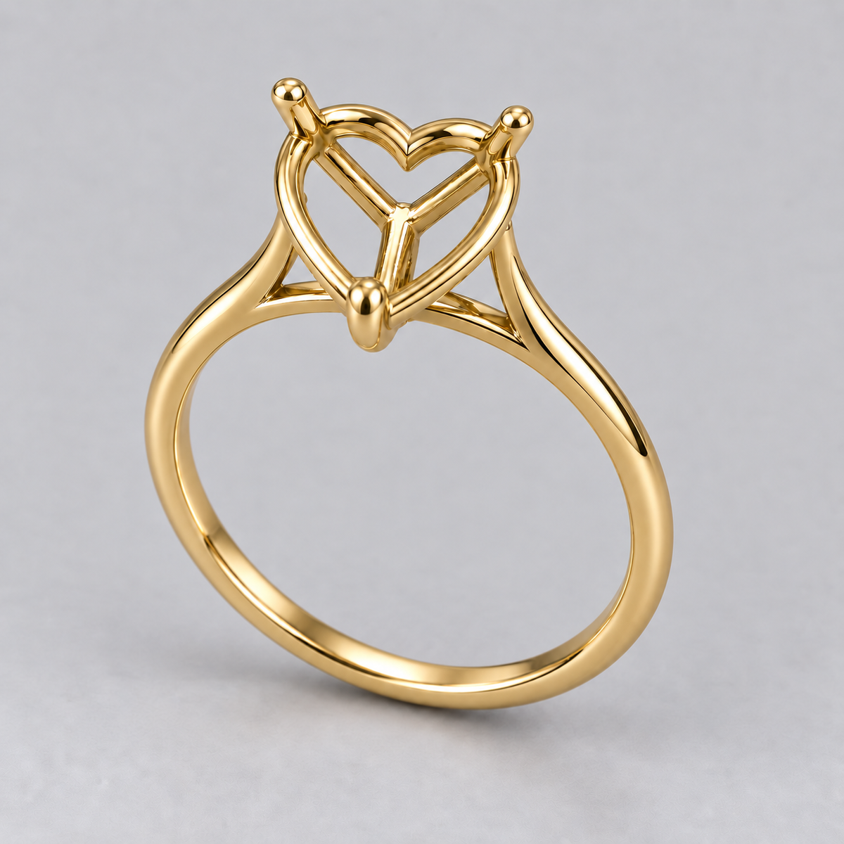 14K Heart Solitaire — Cathedral (Size 6.5)