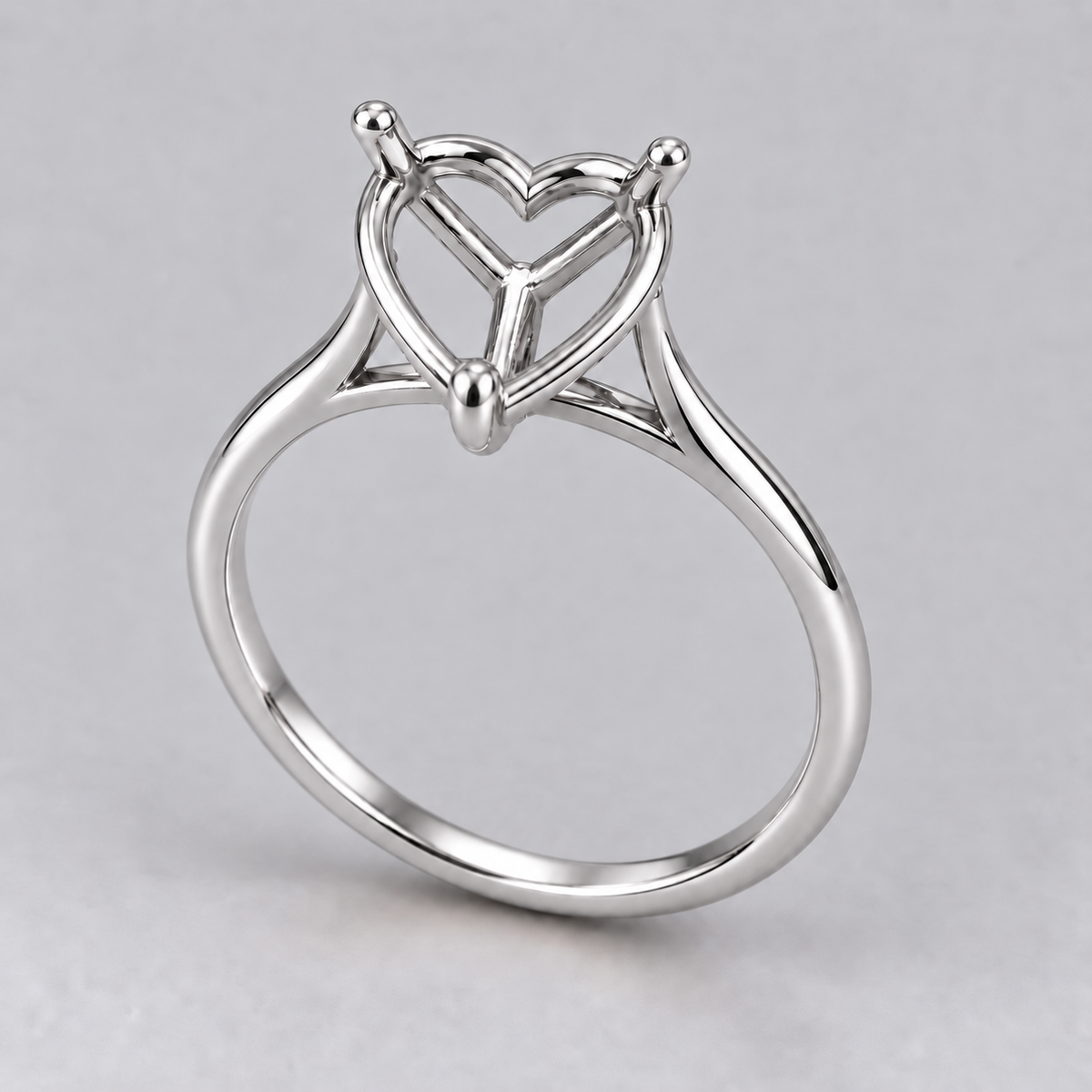 14K Heart Solitaire — Cathedral (Size 6.5)