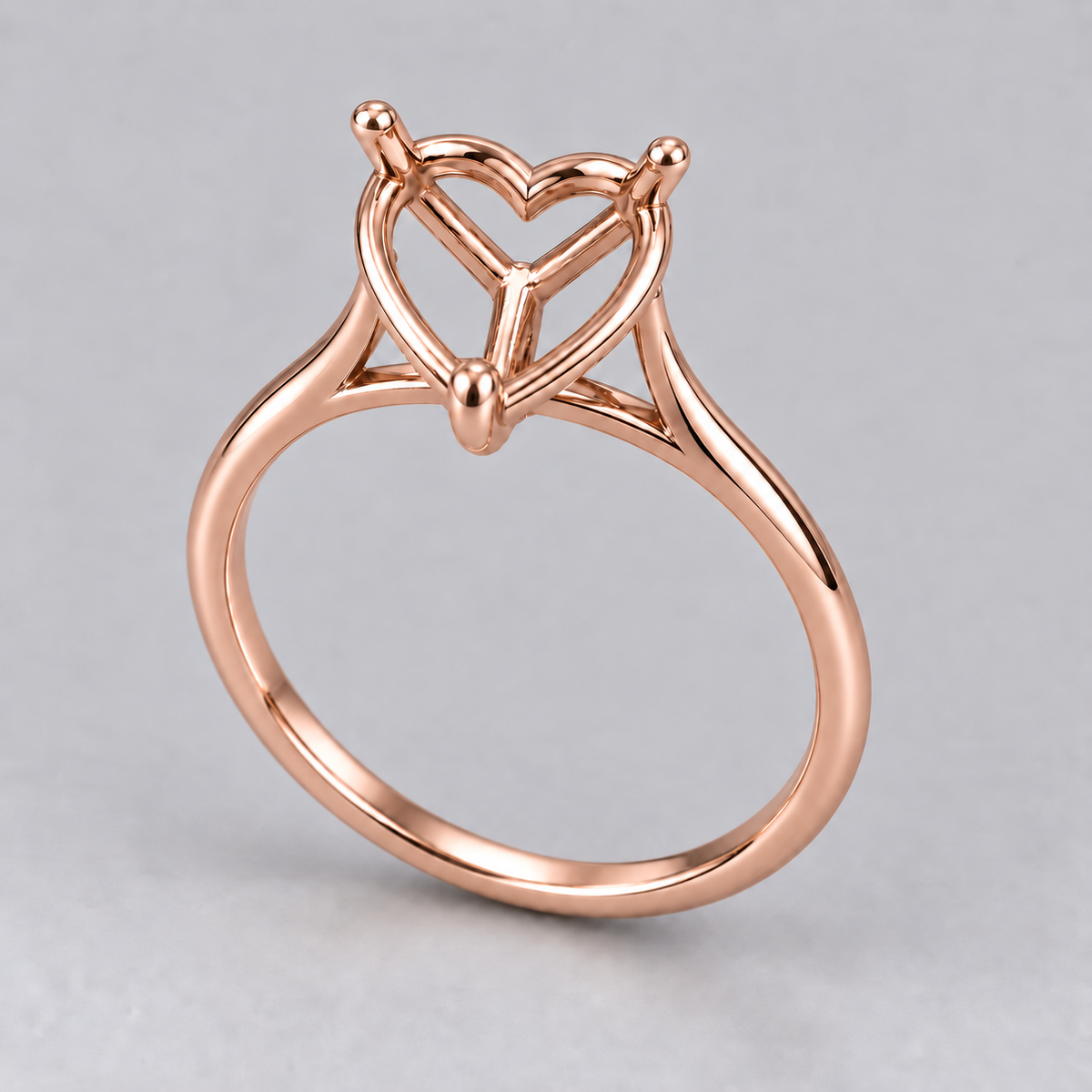 14K Heart Solitaire — Cathedral (Size 6.5)