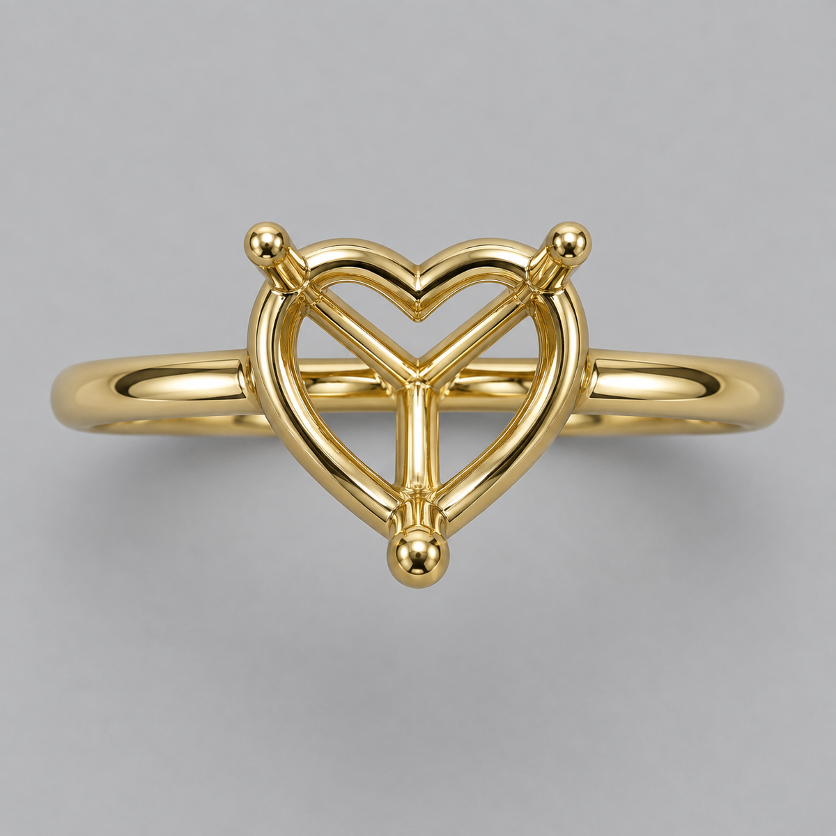 14K Heart Solitaire — Cathedral (Size 6.5)