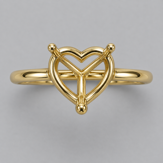 14K Heart Solitaire — Cathedral (Size 6.5)