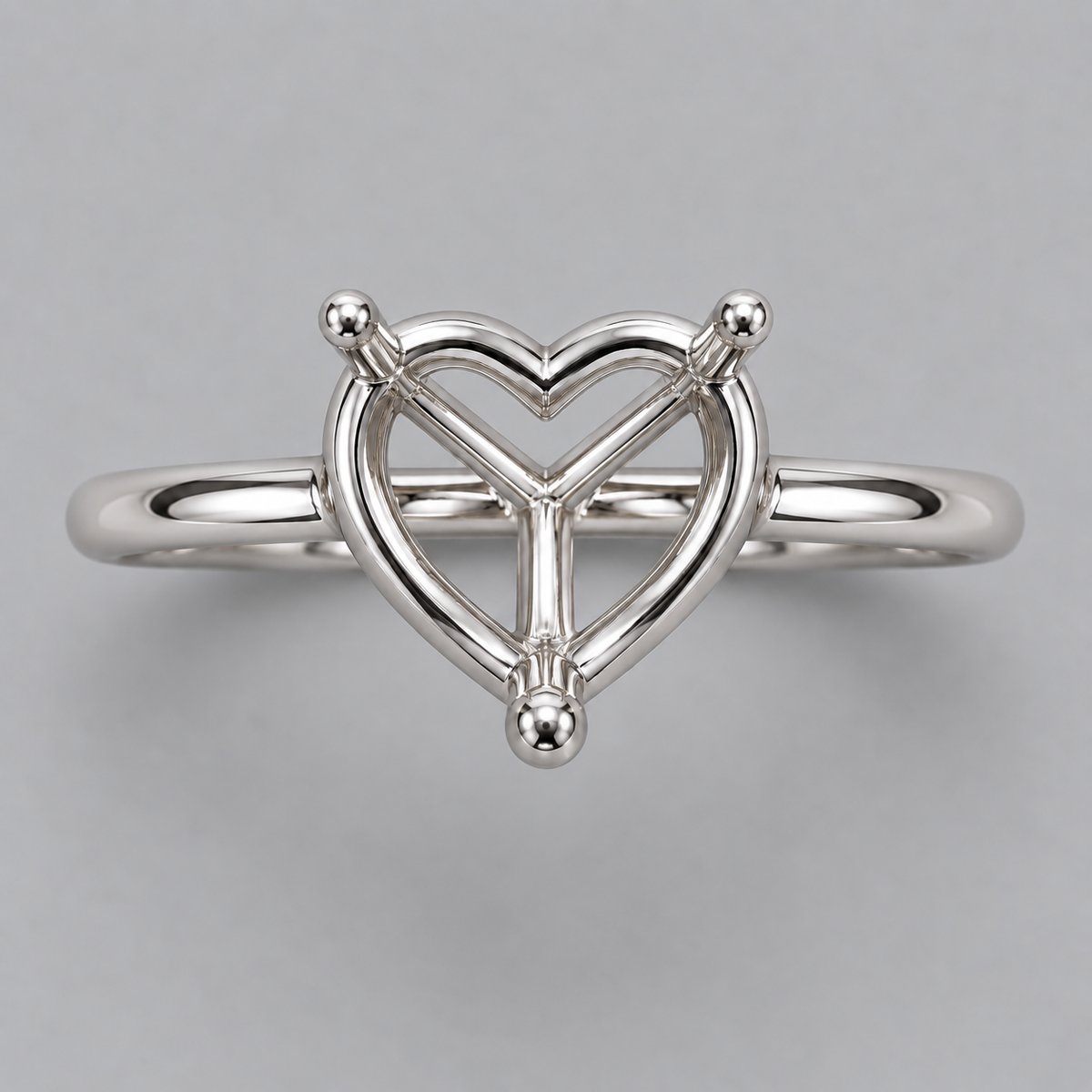 14K Heart Solitaire — Cathedral (Size 6.5)