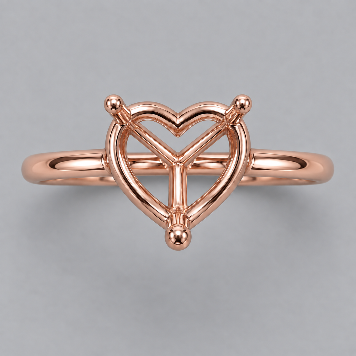 14K Heart Solitaire — Cathedral (Size 6.5)