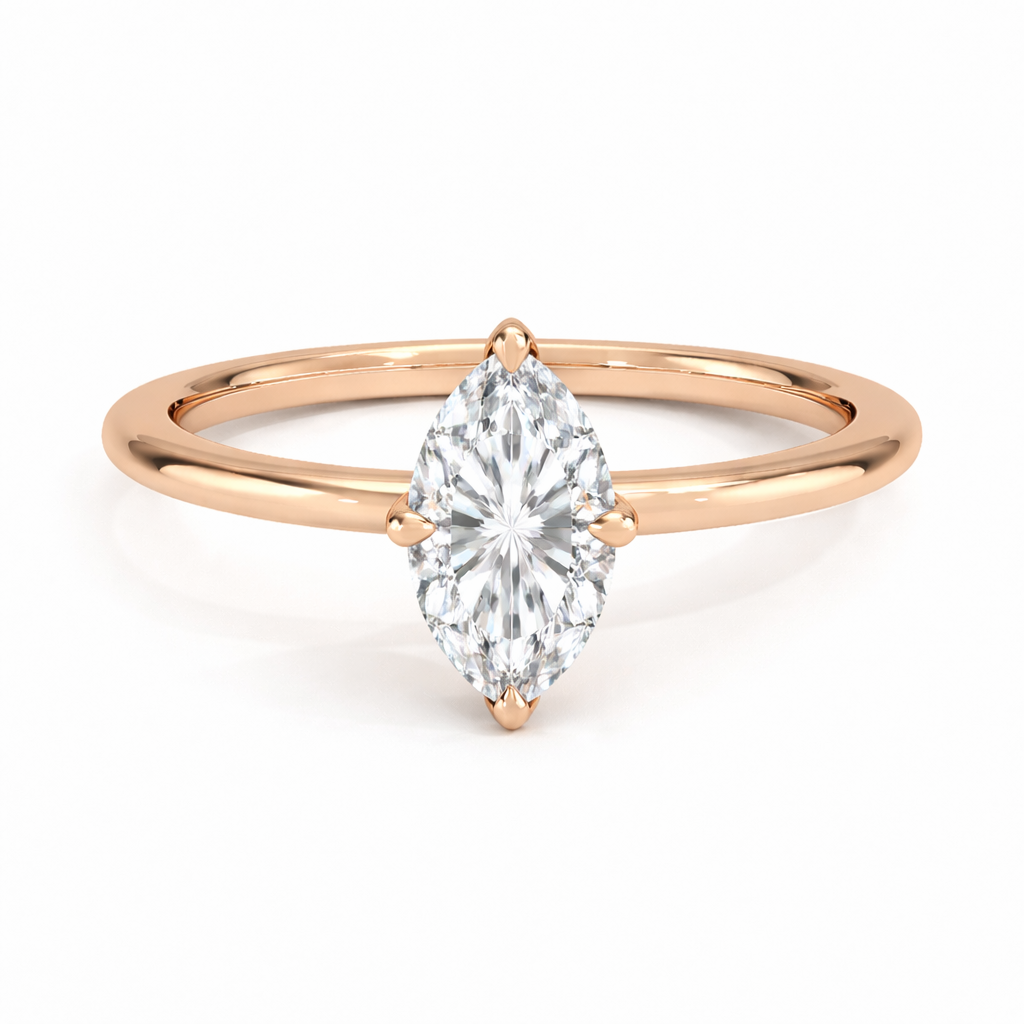 14K Cathedral Marquise Solitaire Size 6.5