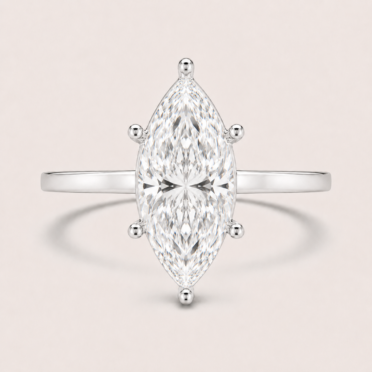 14K Marquise Solitaire — 6 Prong Flat Band, Size 6.5 — alternate product view 3